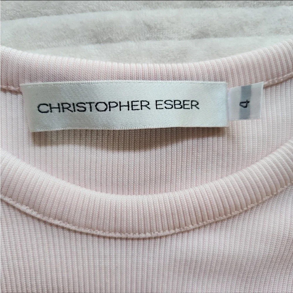 Christopher Esber Chain-linked Rib Knit Crop Top In Blush - Picture 6 of 9